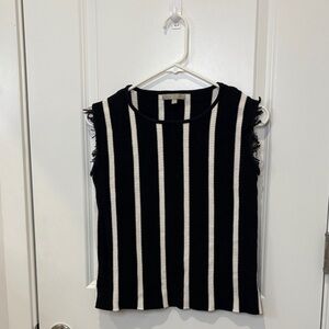 Joan Vass Black and White Striped Top